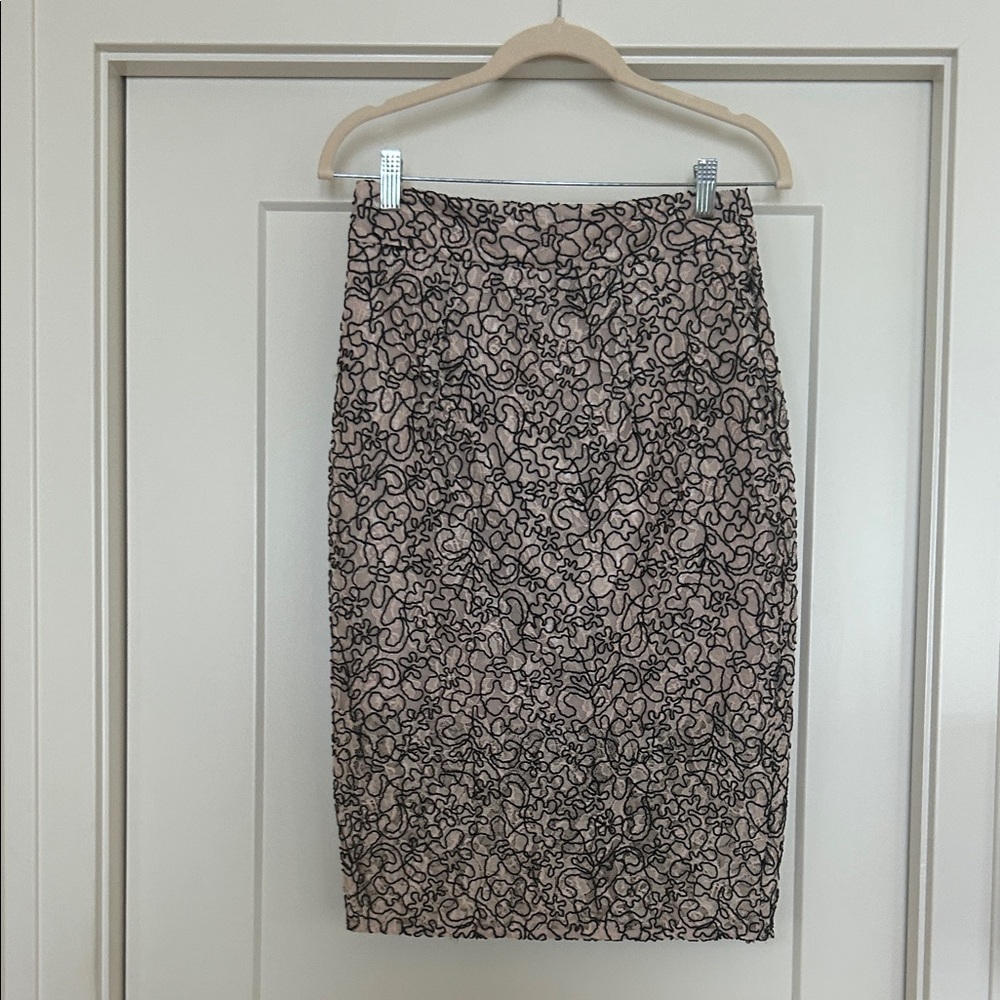 Elegant Black and Cream Milly Floral Skirt